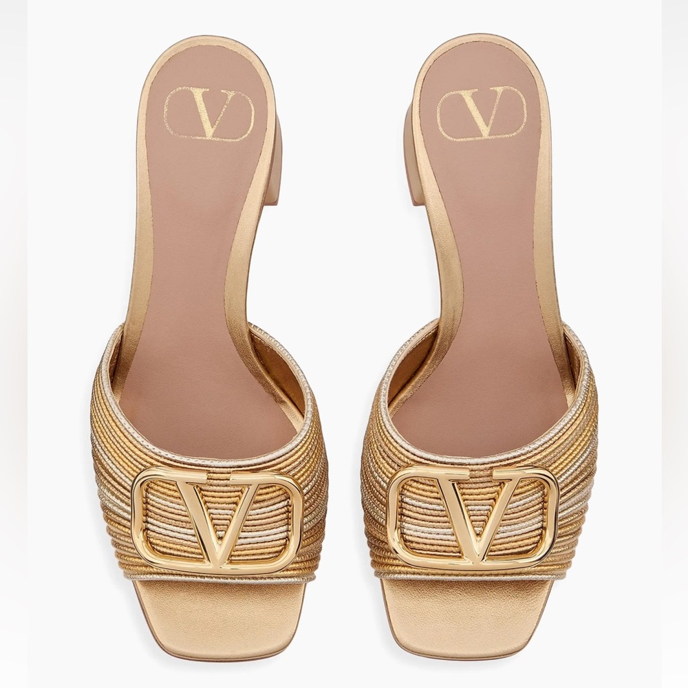 Valentino Gold block Heeled Sandal